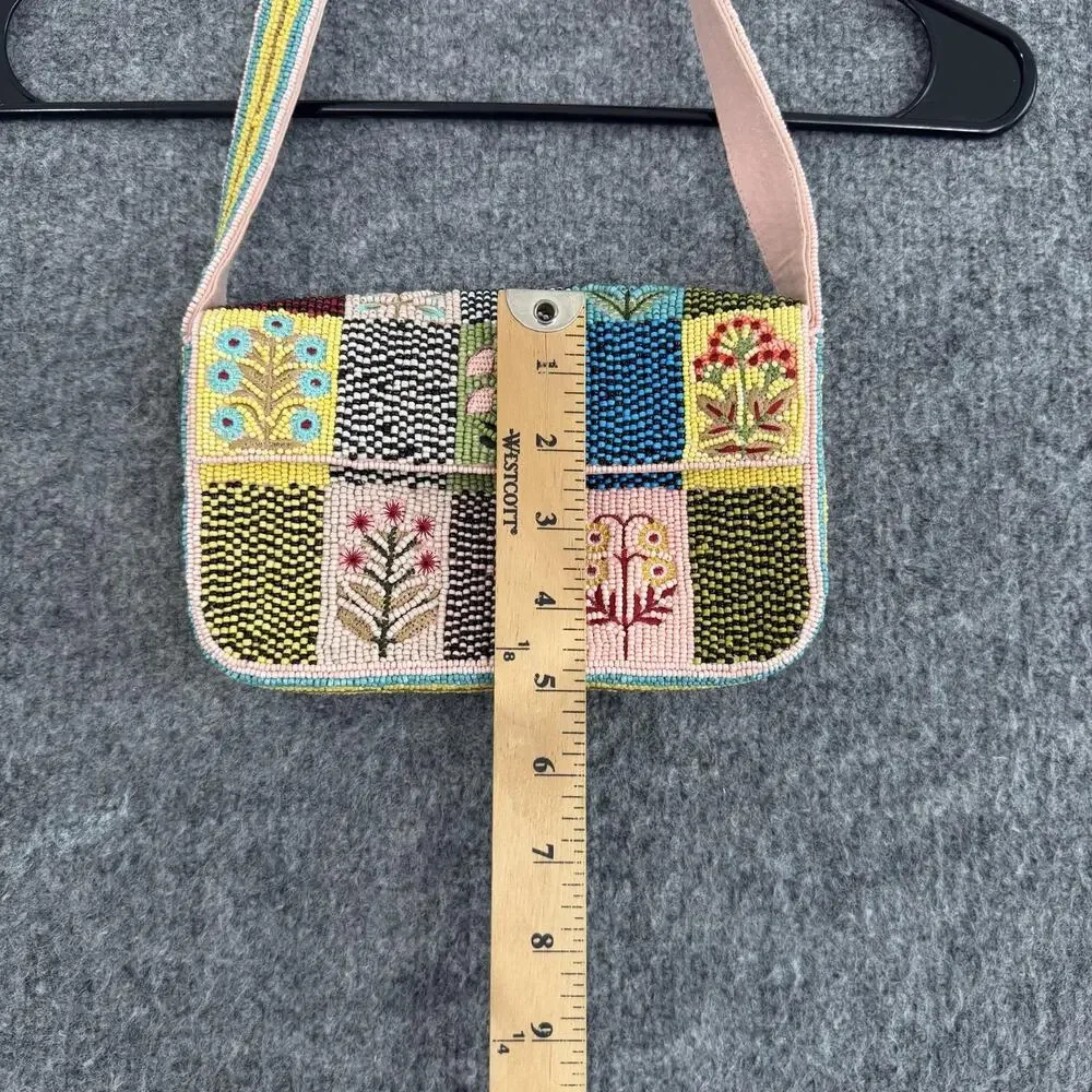 Anthropologie Maeve The Fiona Beaded Bag in Floral Patchwork Boho Cute Spring